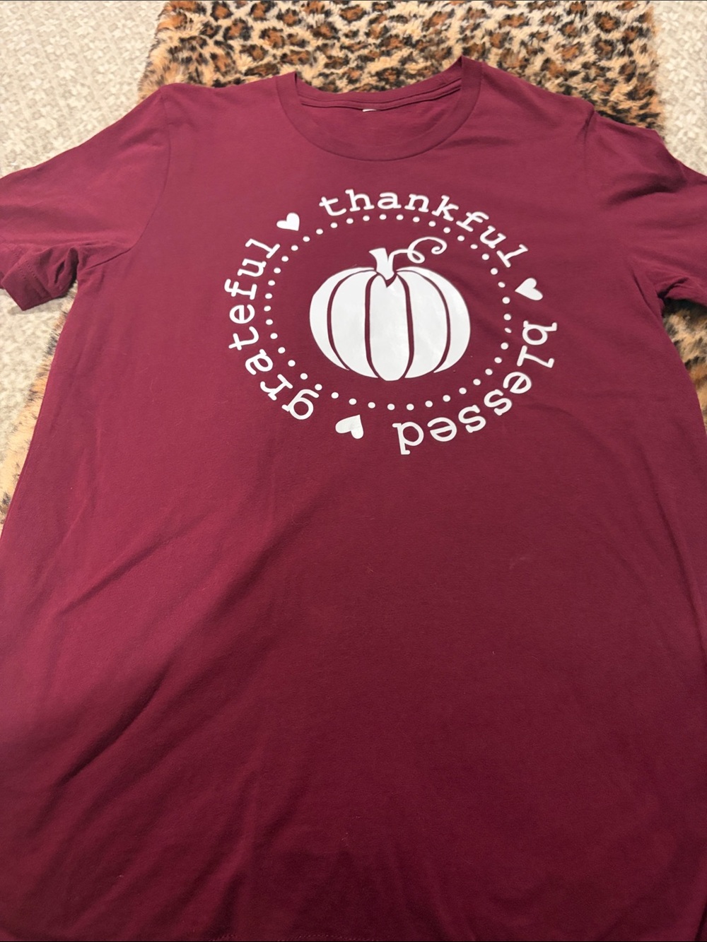 Women’s Maroon Thankful Pumpkin Graphic Top
